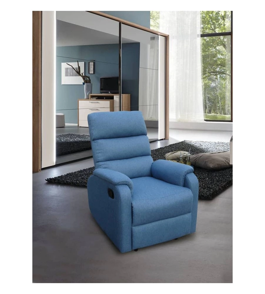 POLTRONA BELLAHOME "CHIARA" CON RECLINER IN TESSUTO COLORE OTTANIO, 71X95X98 CM