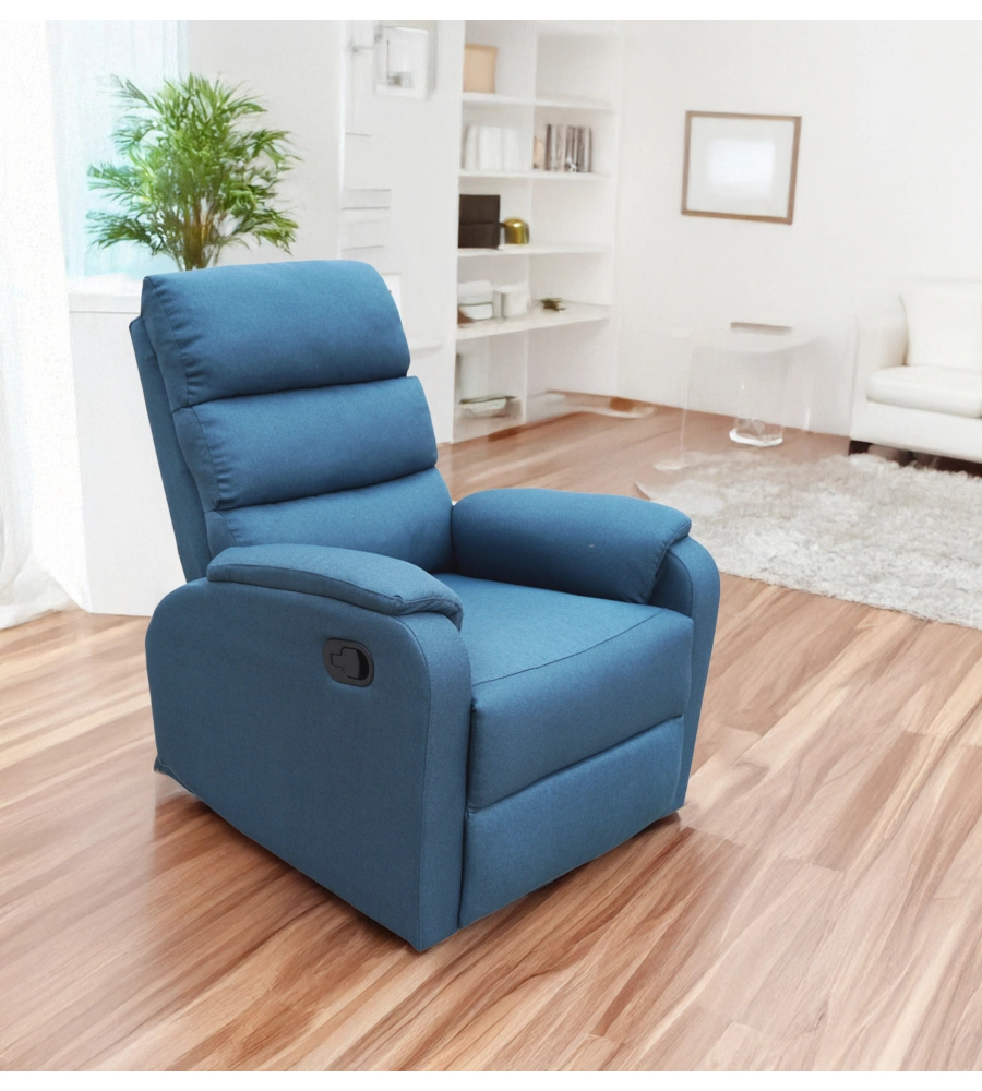POLTRONA BELLAHOME "CHIARA" CON RECLINER IN TESSUTO COLORE OTTANIO, 71X95X98 CM
