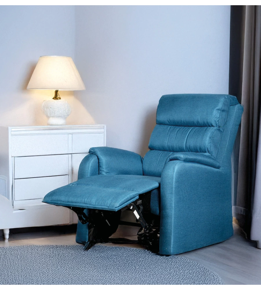 POLTRONA BELLAHOME "CHIARA" CON RECLINER IN TESSUTO COLORE OTTANIO, 71X95X98 CM