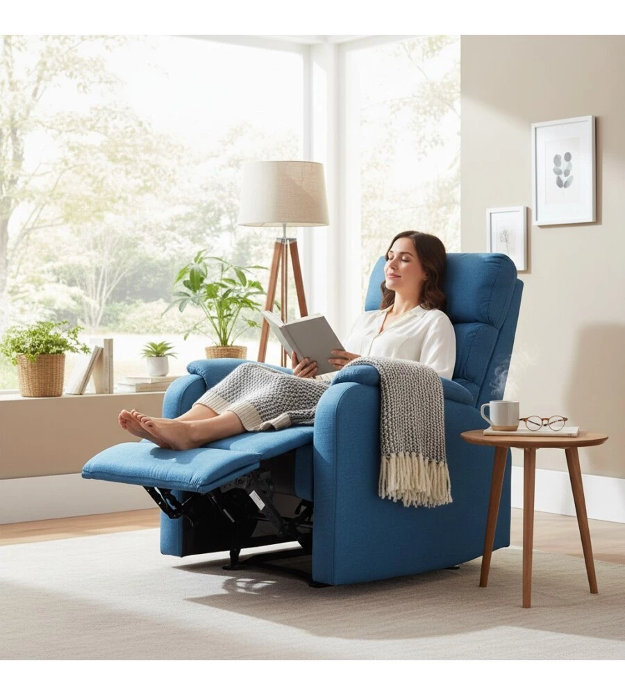 POLTRONA BELLAHOME "CHIARA" CON RECLINER IN TESSUTO OTTANIO 71X95X98 CM