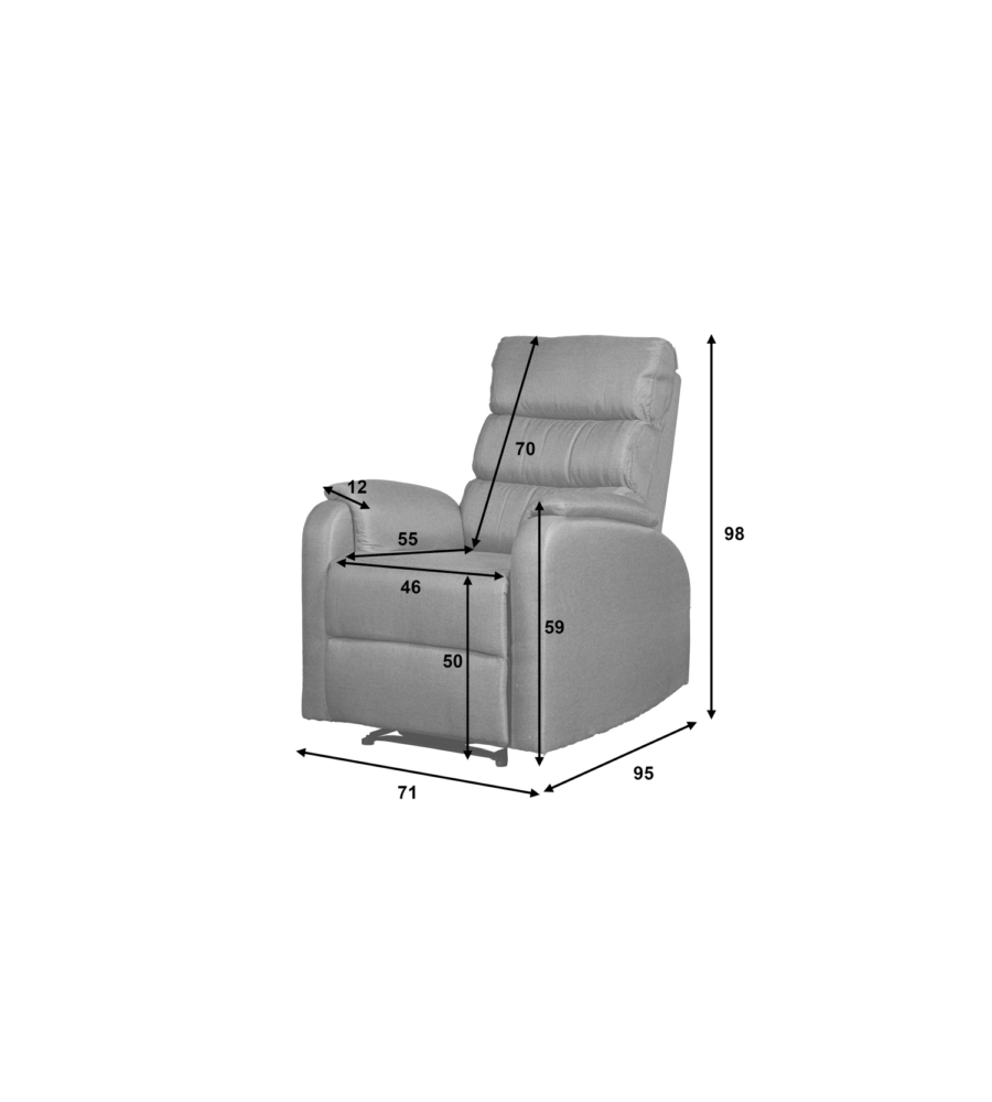 POLTRONA BELLAHOME "CHIARA" CON RECLINER IN TESSUTO COLORE OTTANIO, 71X95X98 CM