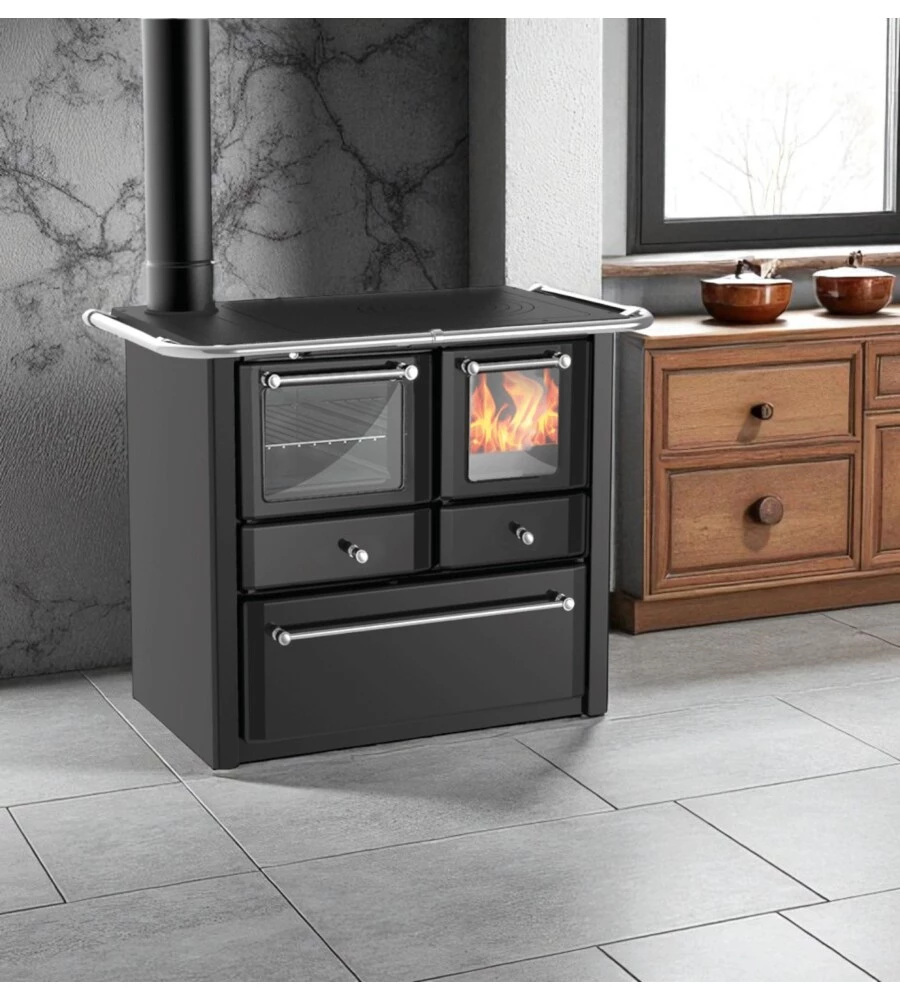 CUCINA A LEGNA "GAIA" NERO 6,3 kW