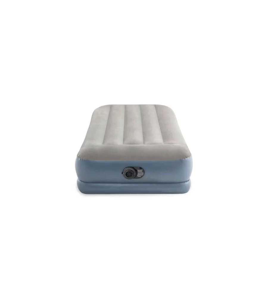 MATERASSO SINGOLO AUTOGONFIANTE INTEX "AIRBED DURA-BEAM PILLOW REST MID-RISE" COLORE CREMA  E POMPA INCORPORATA, 99X191X30 CM - COD. 64116ND