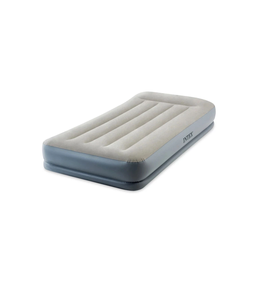 MATERASSO SINGOLO AUTOGONFIANTE INTEX "AIRBED DURA-BEAM PILLOW REST MID-RISE" COLORE CREMA  E POMPA INCORPORATA, 99X191X30 CM - COD. 64116ND