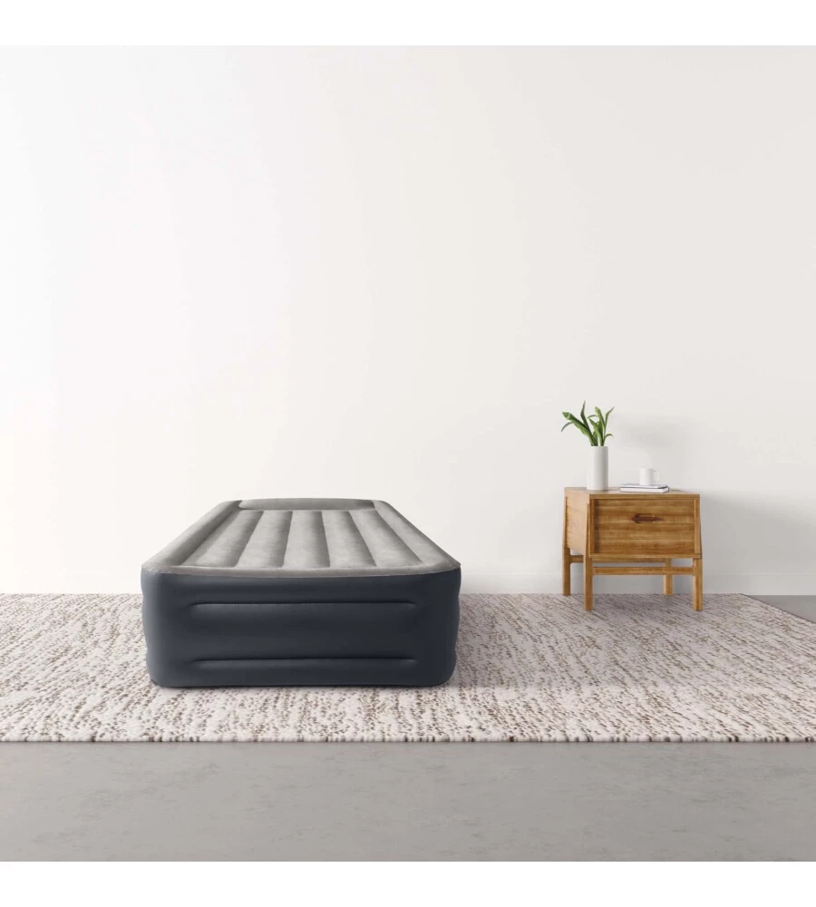 MATERASSO SINGOLO AUTOGONFIANTE INTEX "AIRBED DURA-BEAM PILLOW REST RAISED" GRIGIO CHIARO 99X191X42 CM - COD. 64132ND