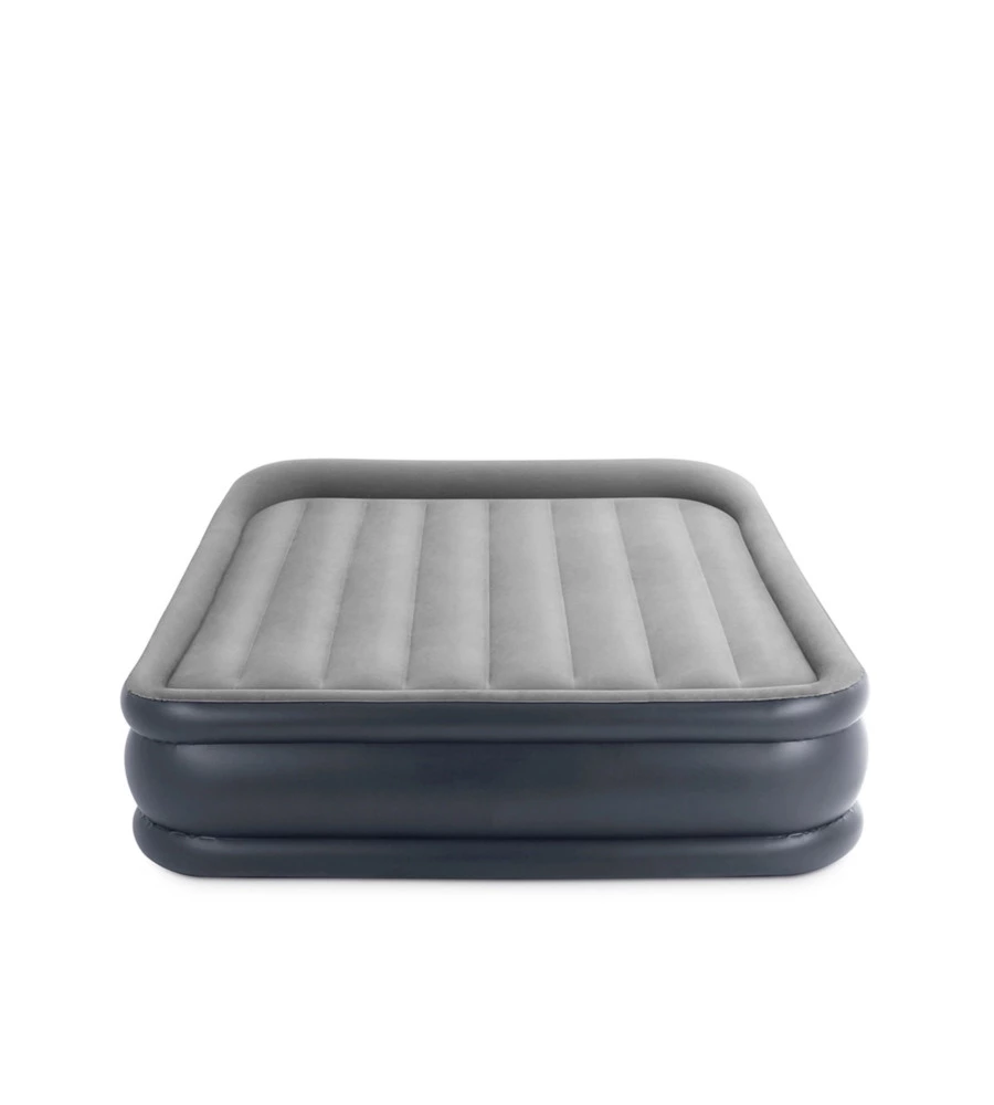 MATERASSO MATRIMONIALE AUTOGONFIANTE INTEX "AIRBED DURA-BEAM DELUXE PILLOW REST RAISED" COLORE GRIGIO CHIARO E POMPA INTEGRATA, 152X203X42 CM - COD. 64136ND