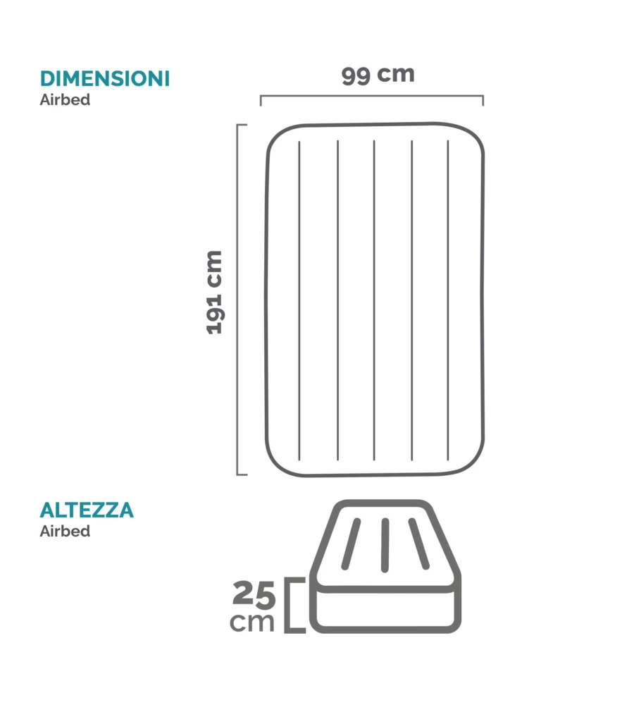 MATERASSO SINGOLO AUTOGONFIANTE "AIRBED DURA-BEAM PILLOW REST CLASSIC" COLORE BLUE SCURO, 99X191X25 CM - COD. 64146ND