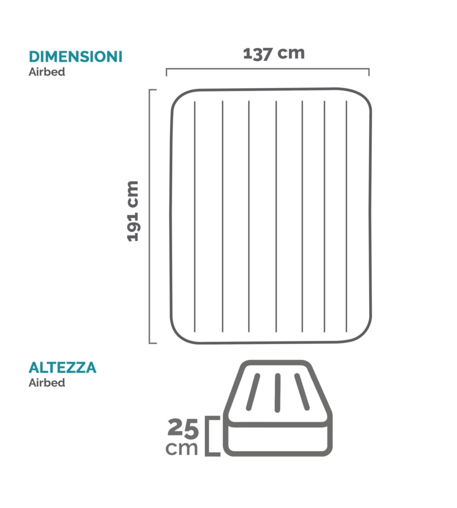 MATERASSO AD UNA PIAZZA E MEZZA AUTOGONFIANTE INTEX "AIRBED DURA-BEAM PILLOW REST CLASSIC" COLORE BLU SCURO, 137X191X25 - COD. 64148ND