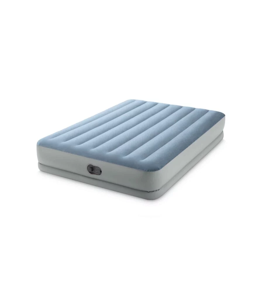 MATERASSO MATRIMONIALE GONFIABILE INTEX "AIRBED DURA-BEAM MID-RISE COMFORT" CON POMPA USB AZZURRO CHIARO 152X203X36 CM - COD. 64159