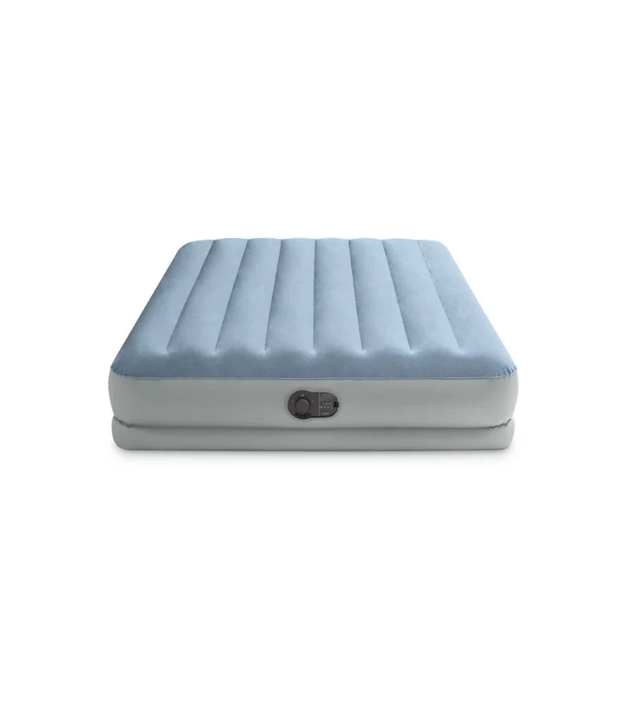 MATERASSO MATRIMONIALE GONFIABILE INTEX "AIRBED DURA-BEAM MID-RISE COMFORT" CON POMPA USB AZZURRO CHIARO 152X203X36 CM - COD. 64159