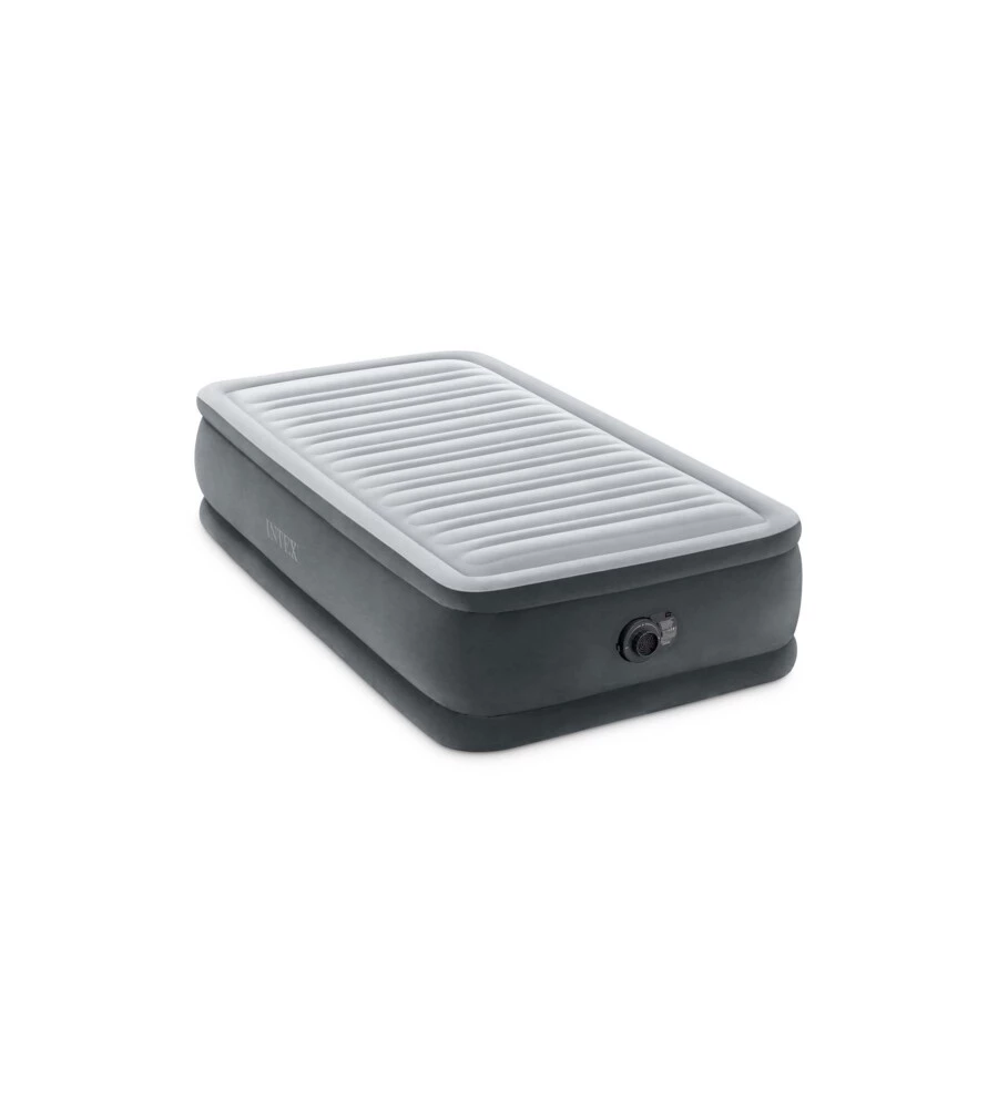 MATERASSO SINGOLO AUTOGONFIANTE INTEX "AIRBED DURA-BEAM COMFORT-PLUSH ELEVATED" COLORE GRIGIO CHIARO, 99X191X46 CM - COD. 64412ND