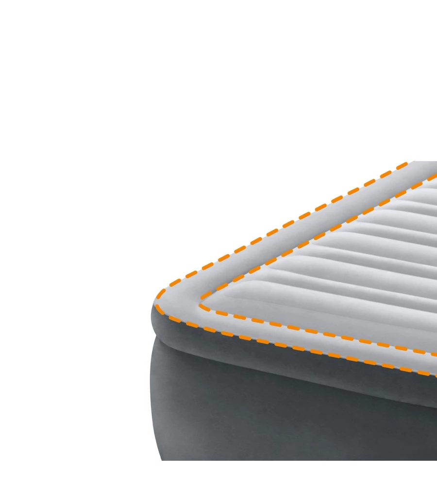 MATERASSO MATRIMONIALE AUTOGONFIANTE INTEX "AIRBED DURA-BEAM COMFORT-PLUSH ELEVATED" COLORE GRIGIO CHIARO E POMPA INTEGRATA 152X203X46 CM - COD. 64414ND