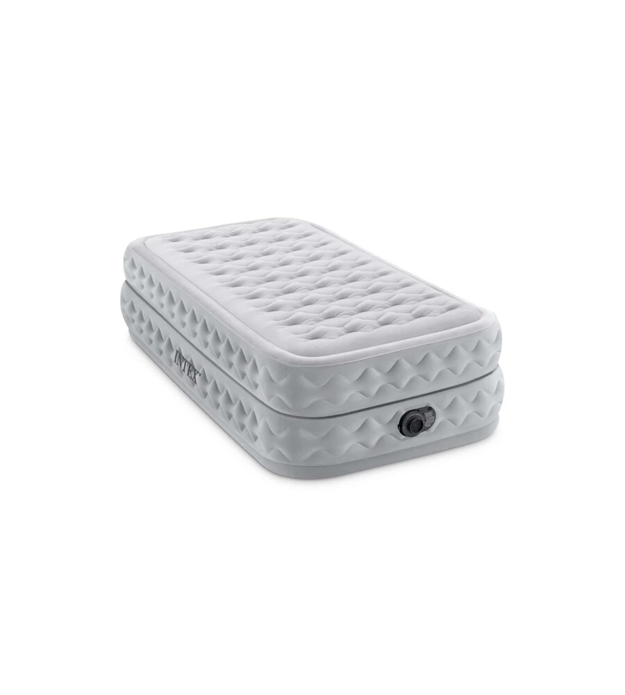MATERASSO SINGOLO AUTOGONFIANTE "AIRBED DURA-BEAM SUPREME AIR-FLOW" COLORE GRIGIO CHIARO CON POMPA INTEGRATA, 99X191X51 CM - COD. 64488ND