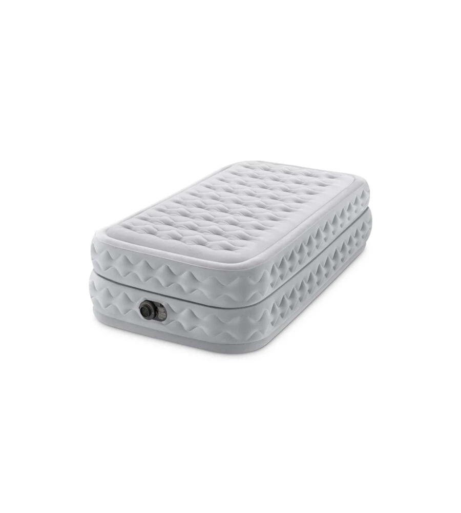 MATERASSO SINGOLO AUTOGONFIANTE "AIRBED DURA-BEAM SUPREME AIR-FLOW" COLORE GRIGIO CHIARO CON POMPA INTEGRATA, 99X191X51 CM - COD. 64488ND