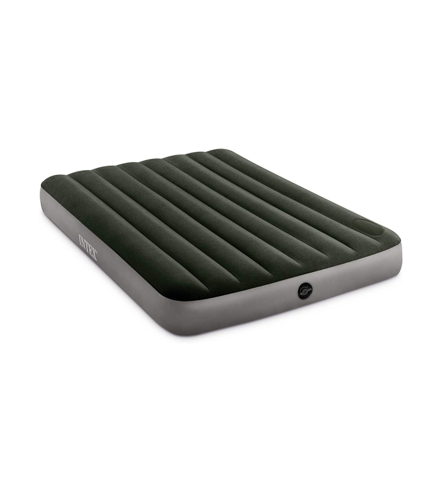 MATERASSO AD UNA PIAZZA E MEZZA GONFIABILE INTEX "AIRBED DURA-BEAM STANDARD DOWNY" COLORE VERDE SCURO CON POMPA A PEDALE, 137X191X25 CM - COD. 64762