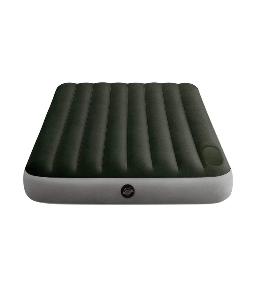 MATERASSO AD UNA PIAZZA E MEZZA GONFIABILE INTEX "AIRBED DURA-BEAM STANDARD DOWNY" COLORE VERDE SCURO CON POMPA A PEDALE, 137X191X25 CM - COD. 64762