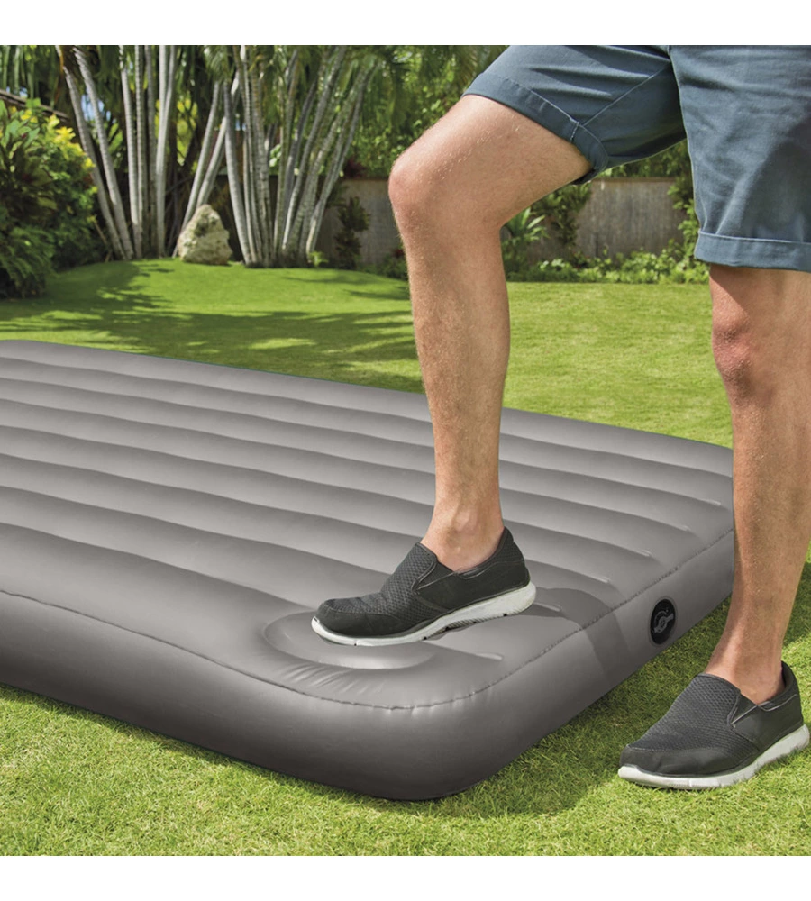 MATERASSO MATRIMONIALE GONFIABILE INTEX "AIRBED DURA-BEAM STANDARD DOWNY" COLORE VERDE SCURO CON POMPA A PEDALE, 152X203X25 CM - COD. 64763