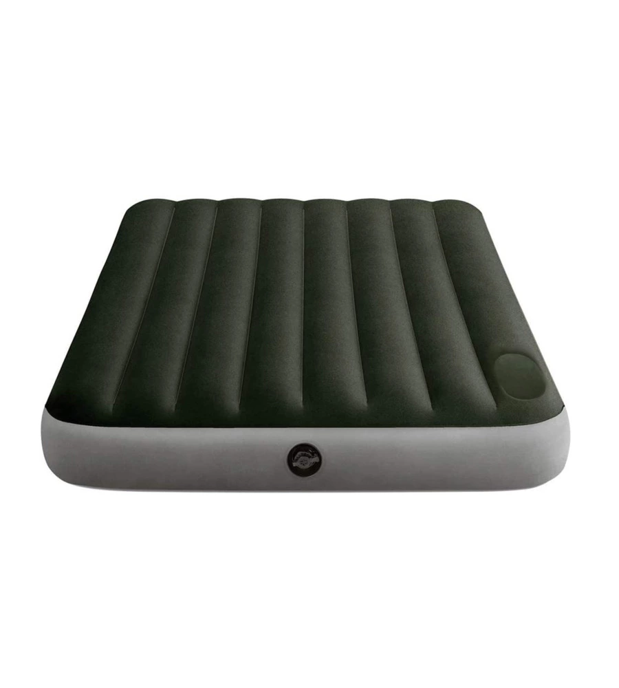 MATERASSO MATRIMONIALE GONFIABILE INTEX "AIRBED DURA-BEAM STANDARD DOWNY" COLORE VERDE SCURO CON POMPA A PEDALE, 152X203X25 CM - COD. 64763