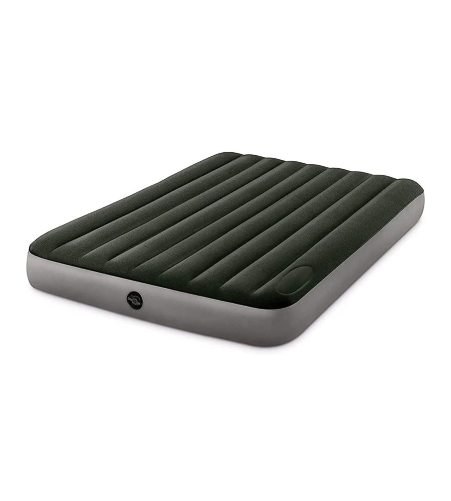 MATERASSO MATRIMONIALE GONFIABILE INTEX "AIRBED DURA-BEAM STANDARD DOWNY" COLORE VERDE SCURO CON POMPA A PEDALE, 152X203X25 CM - COD. 64763