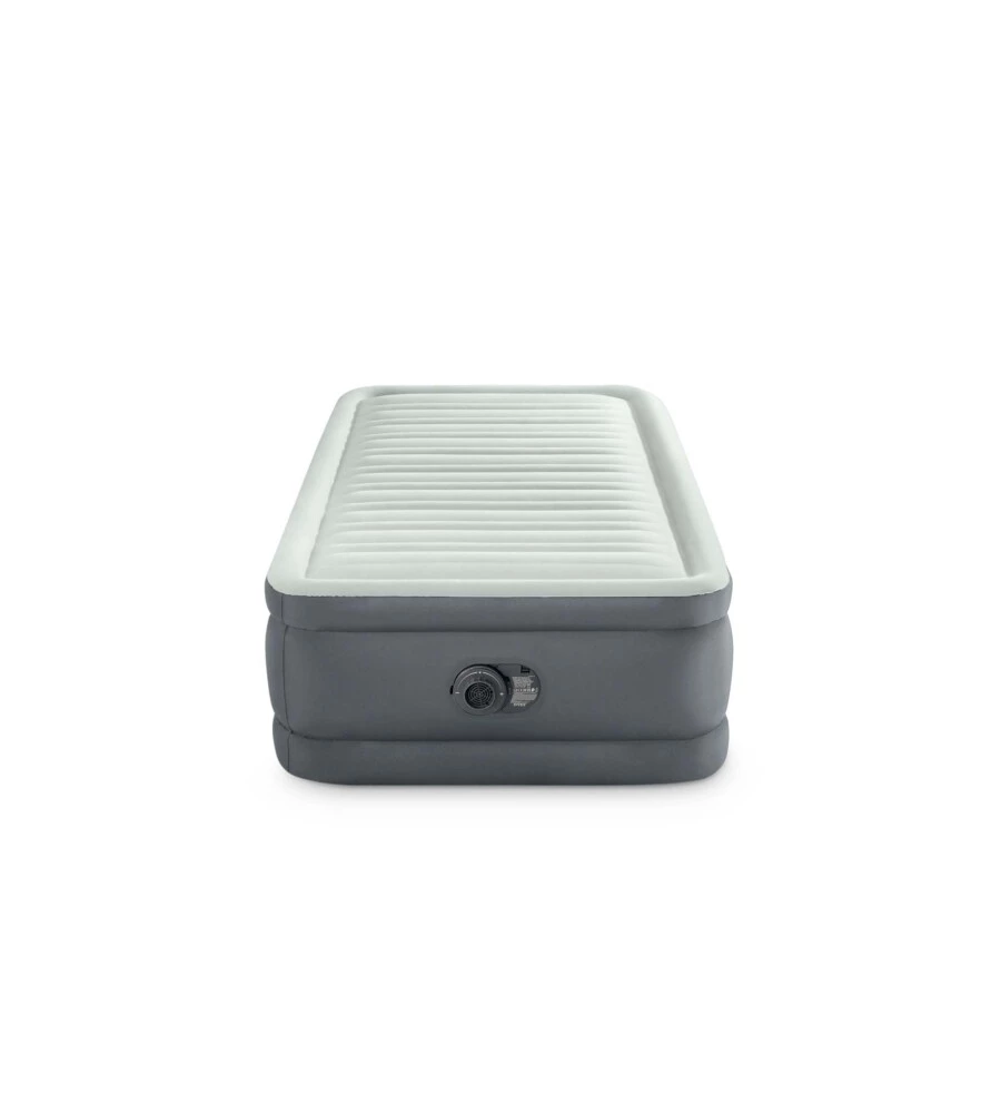 MATERASSO SINGOLO AUTOGONFIANTE INTEX "AIRBED DURA-BEAM PREMAIRE I" COLORE GRIGIO CHIARO E POMPA INTEGRATA, 99X191X46 CM - COD. 64902ND