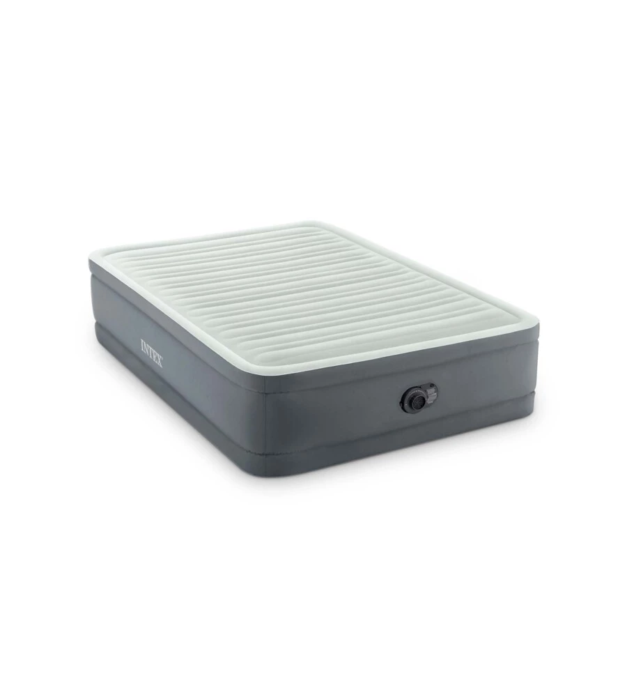 MATERASSO PIAZZA E MEZZA AUTOGONFIANTE INTEX "AIRBED DURA-BEAM PREMAIRE I" COLORE GRIGIO CHIARO CON POMPA INTEGRATA, 137X191X46 - COD. 64904ND