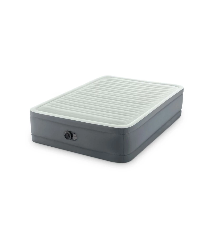 MATERASSO PIAZZA E MEZZA AUTOGONFIANTE INTEX "AIRBED DURA-BEAM PREMAIRE I" COLORE GRIGIO CHIARO CON POMPA INTEGRATA, 137X191X46 - COD. 64904ND
