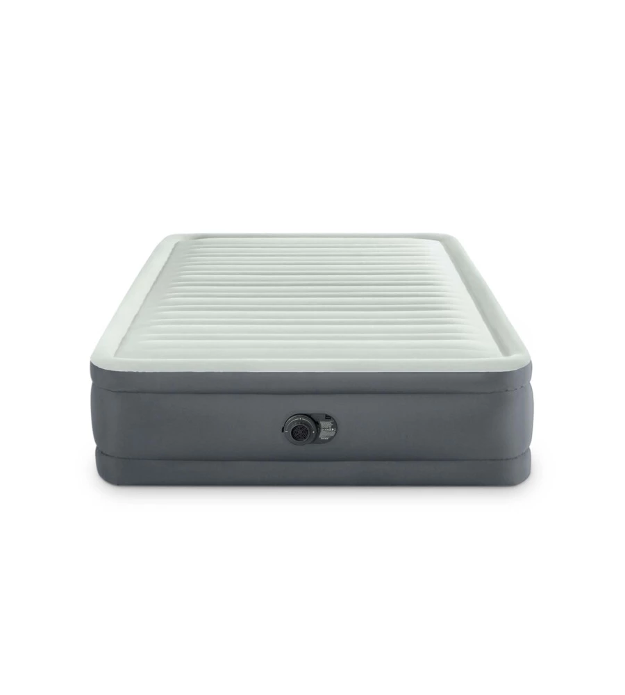 MATERASSO MATRIMONIALE AUTOGONFIANTE INTEX "AIRBED DURA-BEAM PREMAIRE I" COLORE GRIGIO CHIARO E POMPA INTEGRATA, 152X203X46 CM - COD. 64906ND