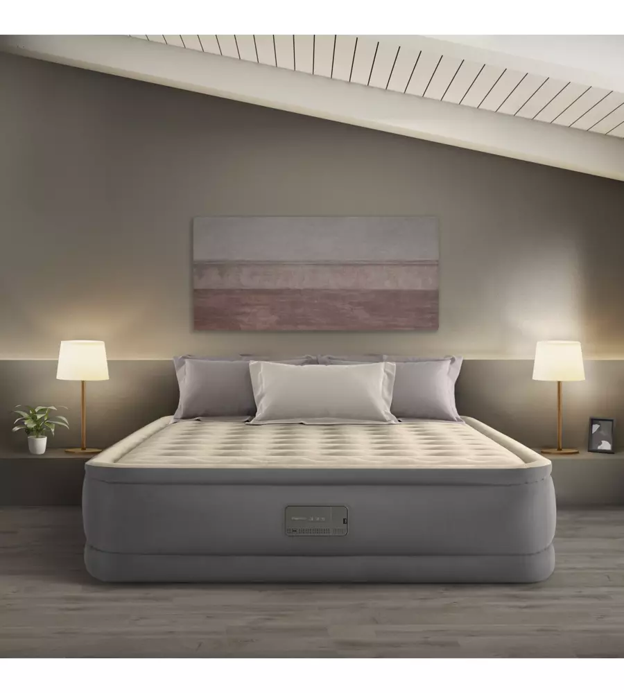 MATERASSO MATRIMONIALE AUTOGONFIANTE INTEX "AIRBED DURA-BEAM PREMAIRE II" COLORE BEIGE CON CONNESSIONE BLUETOOTH, 152X203X46 CM - COD. 64926ND