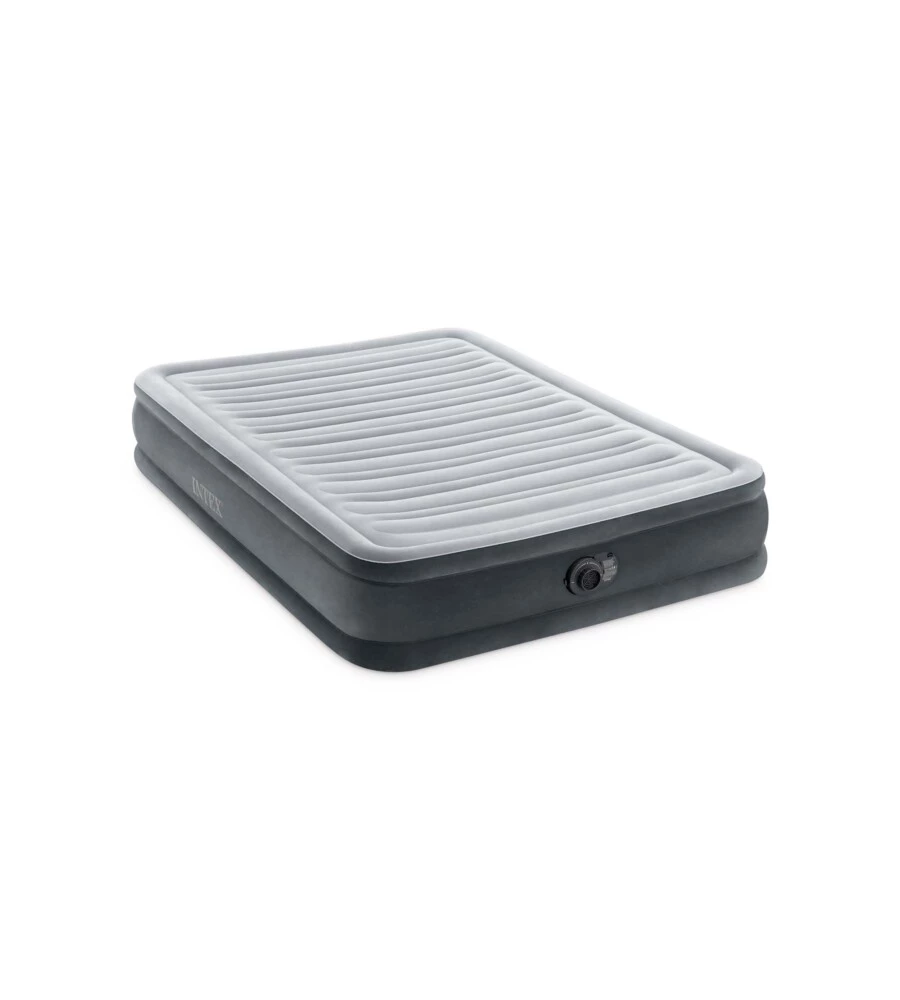 MATERASSO AD UNA PIAZZA E MEZZA AUTOGONFIANTE INTEX "AIRBED DURA-BEAM COMFORT-PLUSH MID-RISE" COLORE GRIGIO CHIARO, 137X191X33 CM - COD. 67768ND.