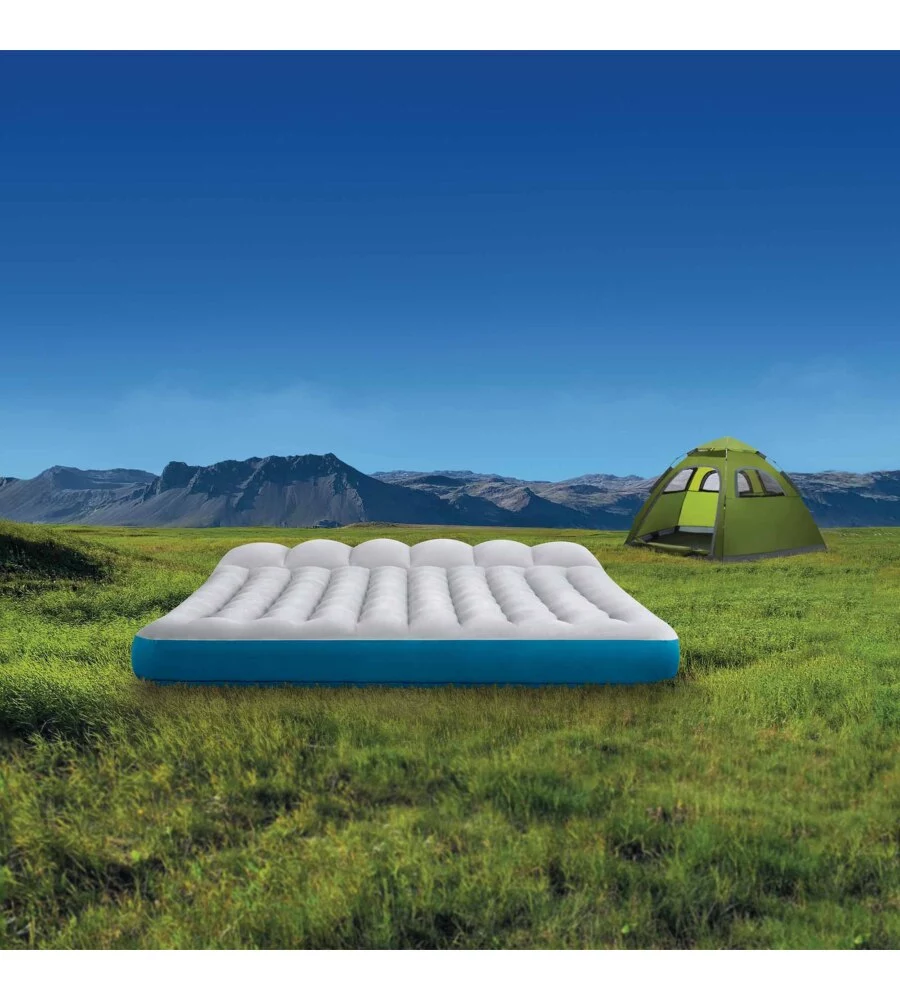 MATERASSO MATRIMONIALE GONFIABILE INTEX "CAMPING" COLORE GRIGIO CHIARO, 127X193X24 CM - COD. 67999