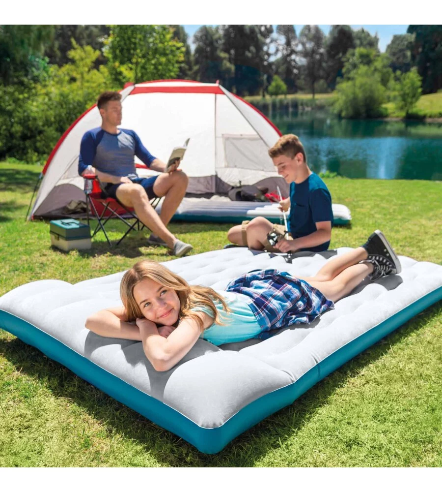 MATERASSO MATRIMONIALE GONFIABILE INTEX "CAMPING" COLORE GRIGIO CHIARO, 127X193X24 CM - COD. 67999