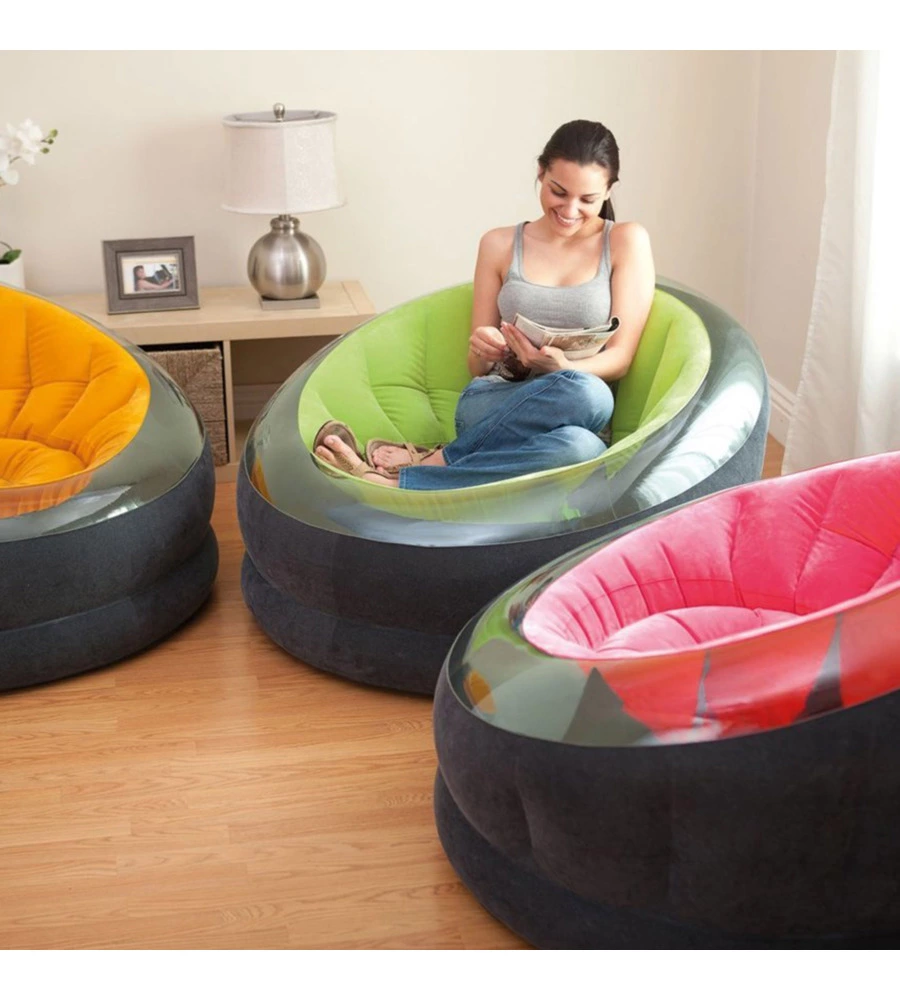 POLTRONA GONFIABILE INTEX "EMPIRE" COLORI ASSORTITI VIVACI (ARANCIONE. VERDE E ROSA) , 112X109X69 CM - COD. 68582NP-V