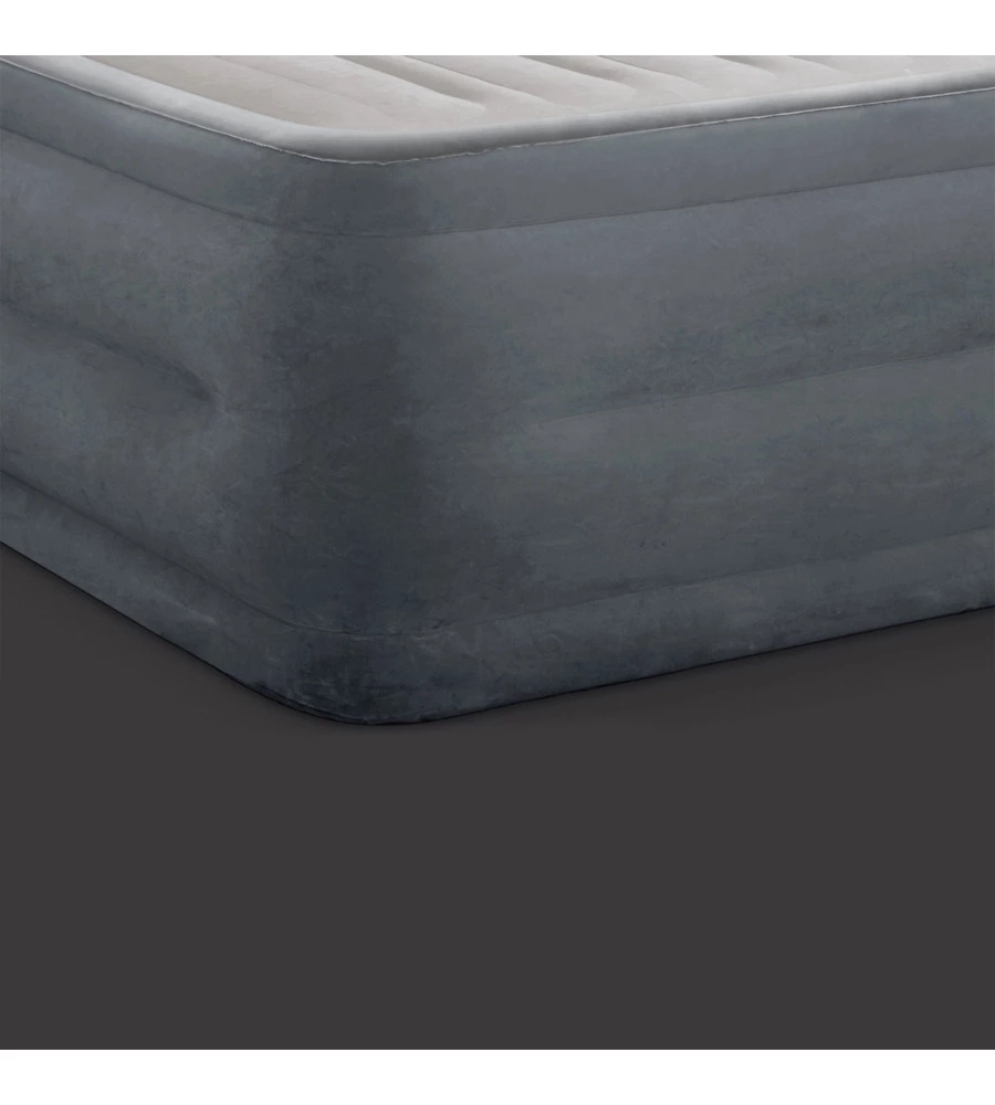 MATERASSO MATRIMONIALE AUTOGONFIANTE INTEX "AIRBED DURA-BEAM COMFORT-PLUSH HIGH-RISE" COLORE GRIGIO CHIARO E POMPA INTEGRATA, 152X203X56 CM - COD. 64418ND