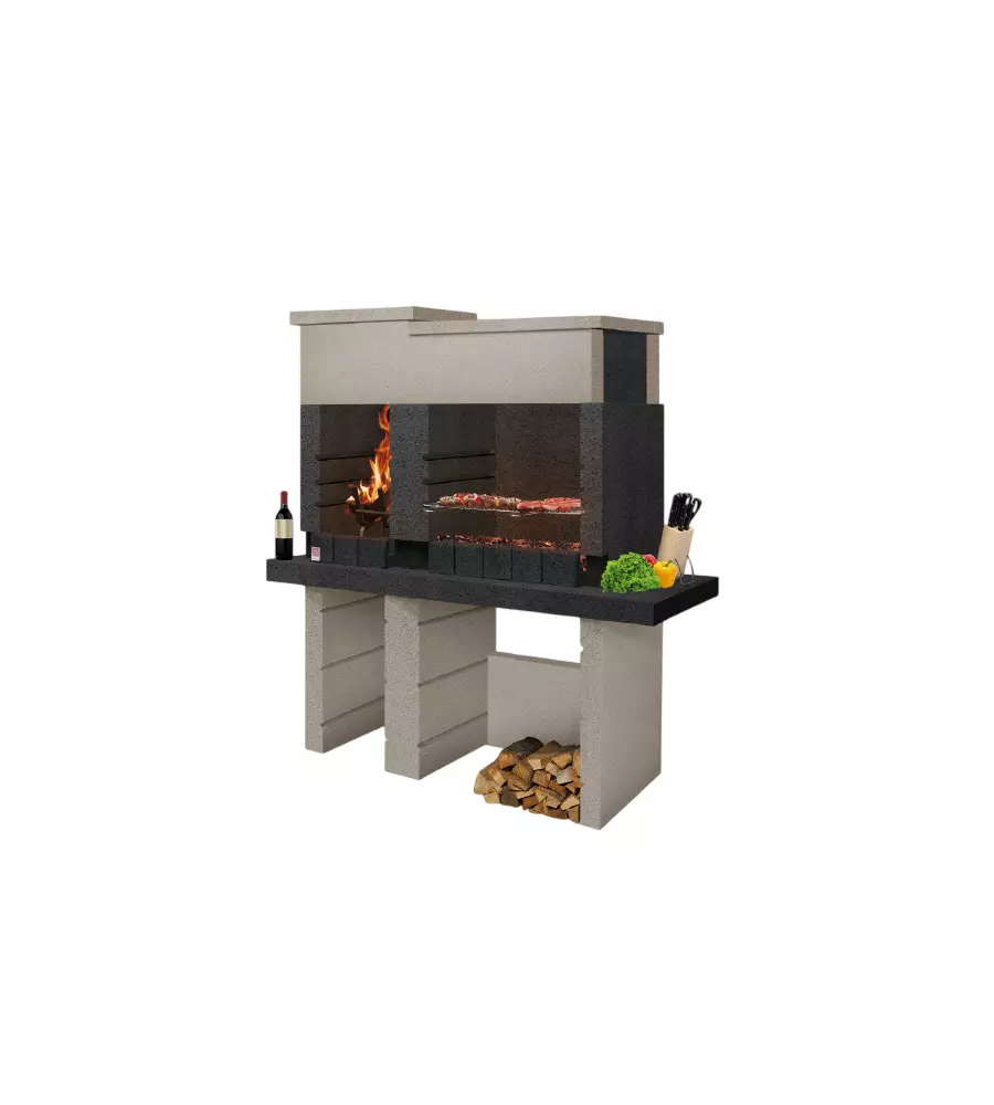 BARBECUE A LEGNA SAROM "SAN PEDRO" 160X515X175 CM