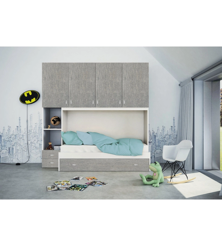 CAMERA PONTE REVERSIBILE GRIGIO TELA 237X50X236 CM