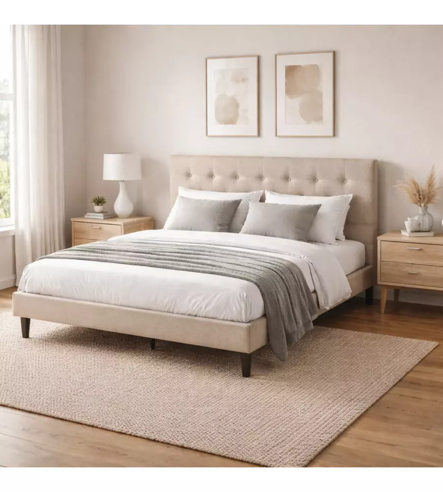 LETTO MATRIMONIALE BELLAHOME "PARIGI" BEIGE 160X200X102 CM