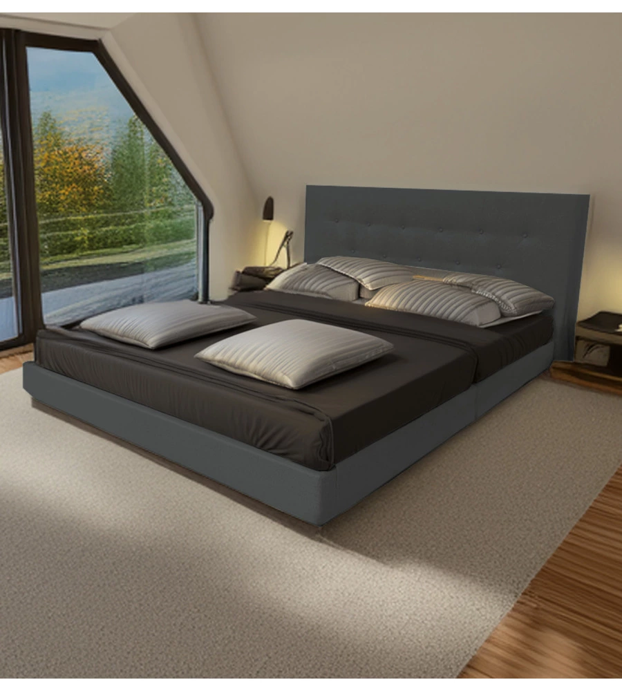LETTO MATRIMONIALE BELLAHOME "PARIGI" GRIGIO SCURO 160X200X102 CM