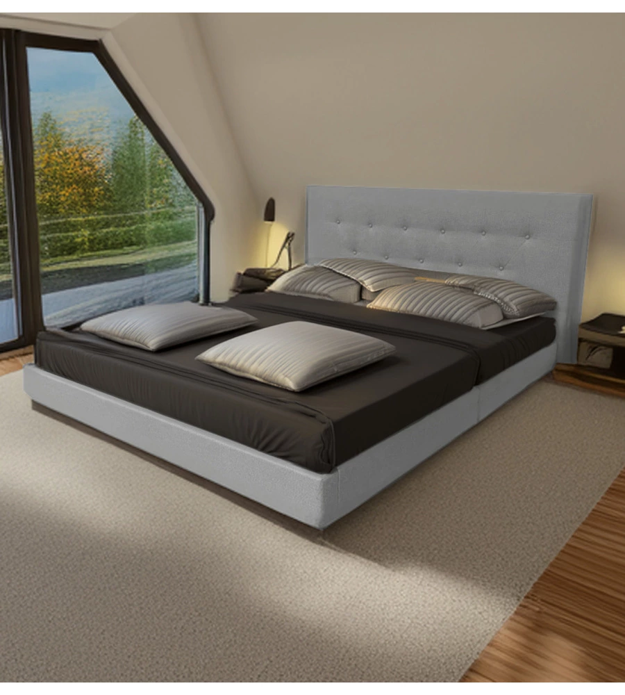LETTO MATRIMONIALE BELLAHOME "PARIGI" GRIGIO CHIARO 160X200X102 CM