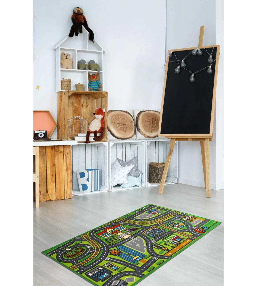 TAPPETO "PLAY TOWN" VERDE, 190X133 CM