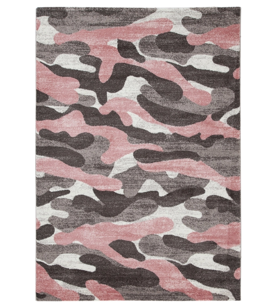 TAPPETO "CAMOUFLAGE" GRIGIO E ROSA, 170X120 CM