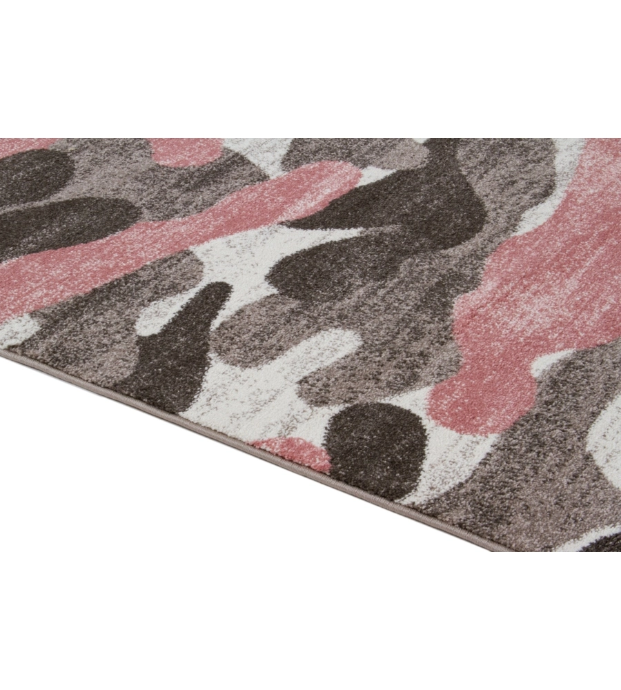 TAPPETO "CAMOUFLAGE" GRIGIO E ROSA, 170X120 CM