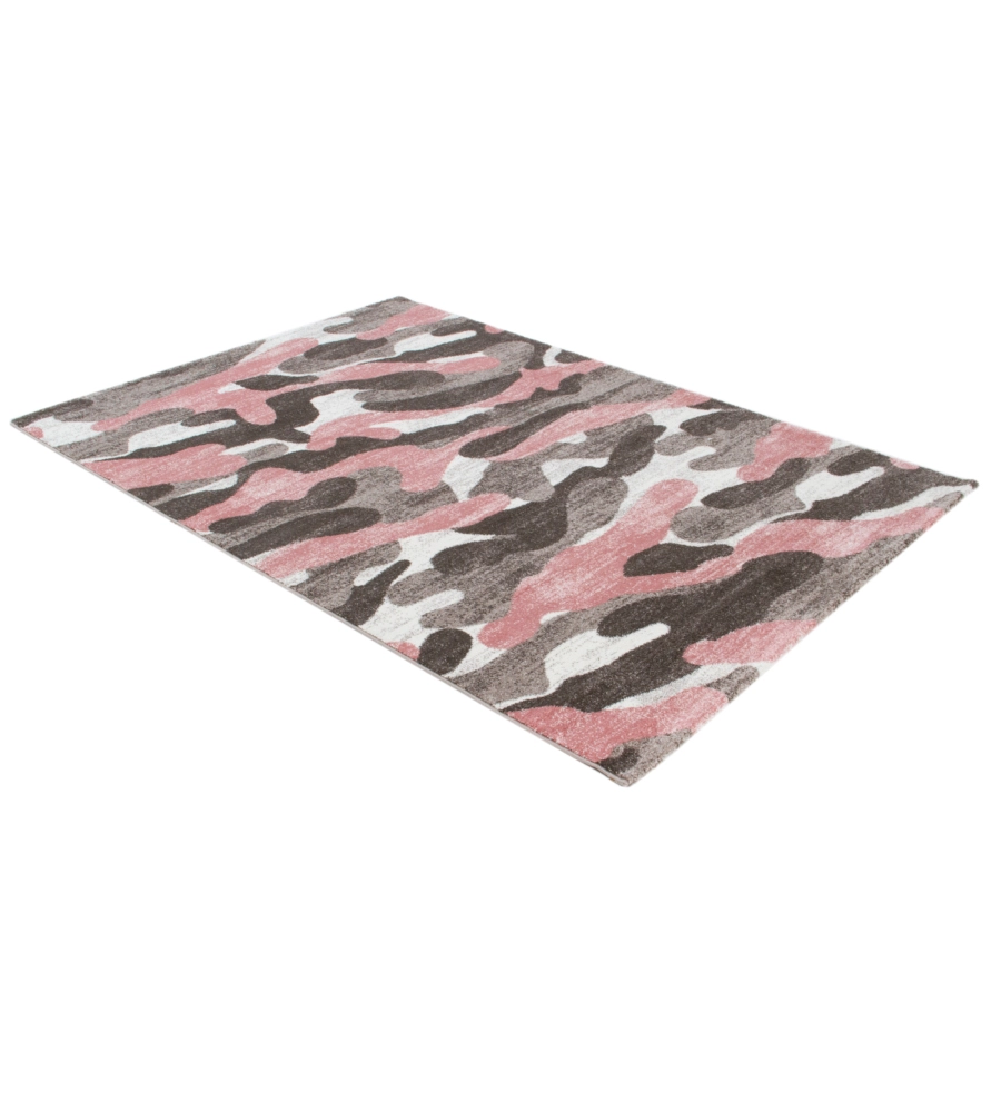 TAPPETO "CAMOUFLAGE" GRIGIO E ROSA, 170X120 CM