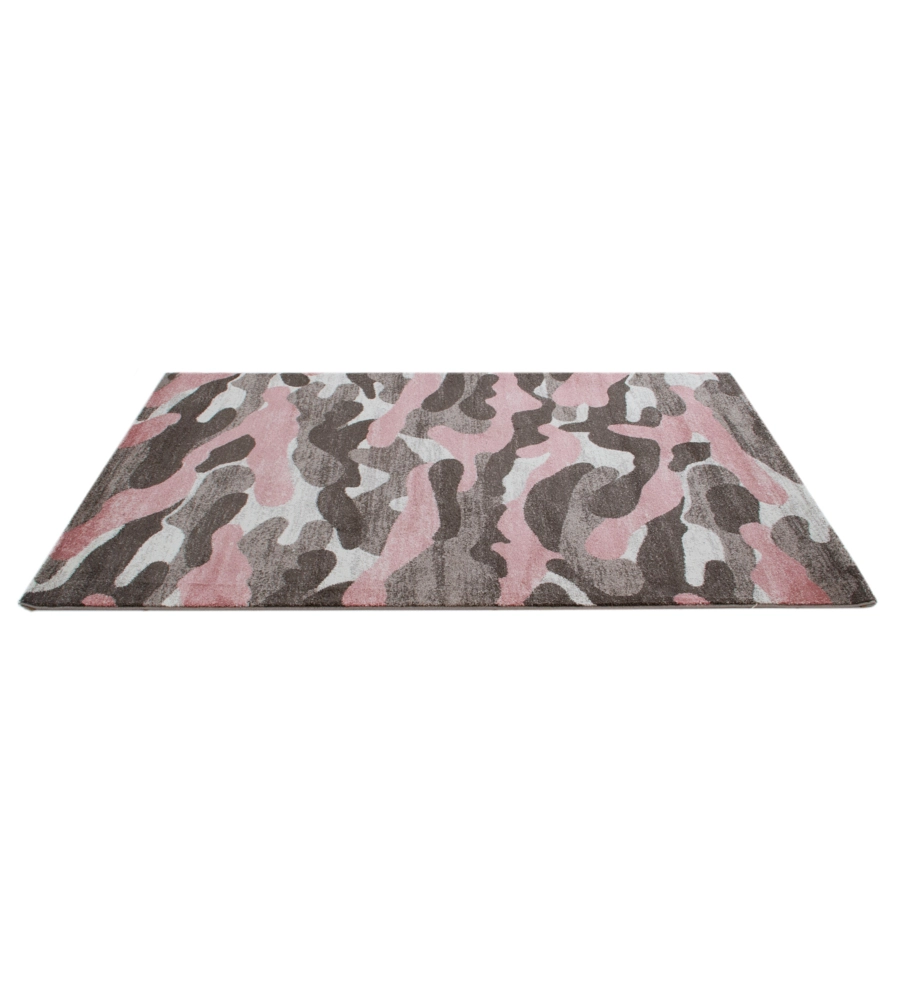 TAPPETO "CAMOUFLAGE" GRIGIO E ROSA, 170X120 CM
