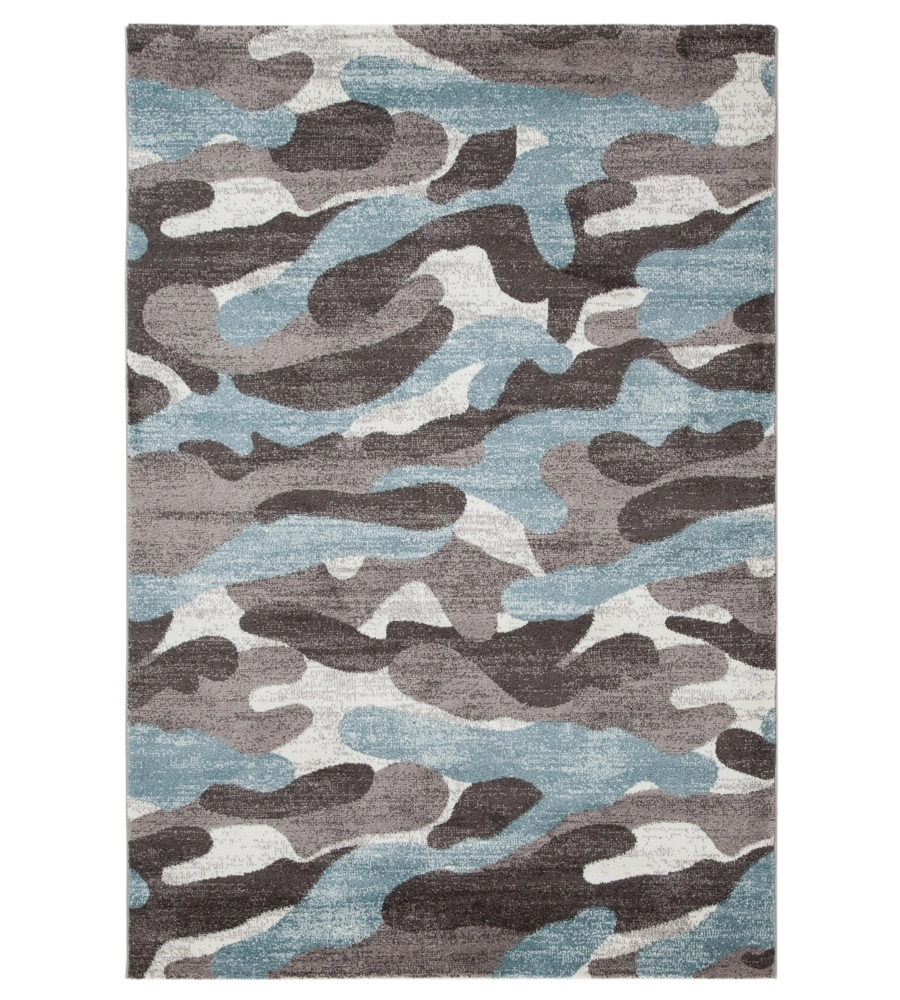 TAPPETO "CAMOUFLAGE" AZZURRO, 170X120 CM