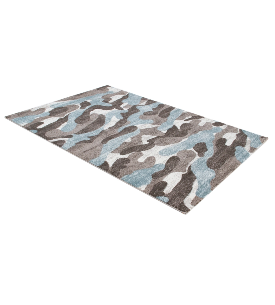TAPPETO "CAMOUFLAGE" AZZURRO, 170X120 CM
