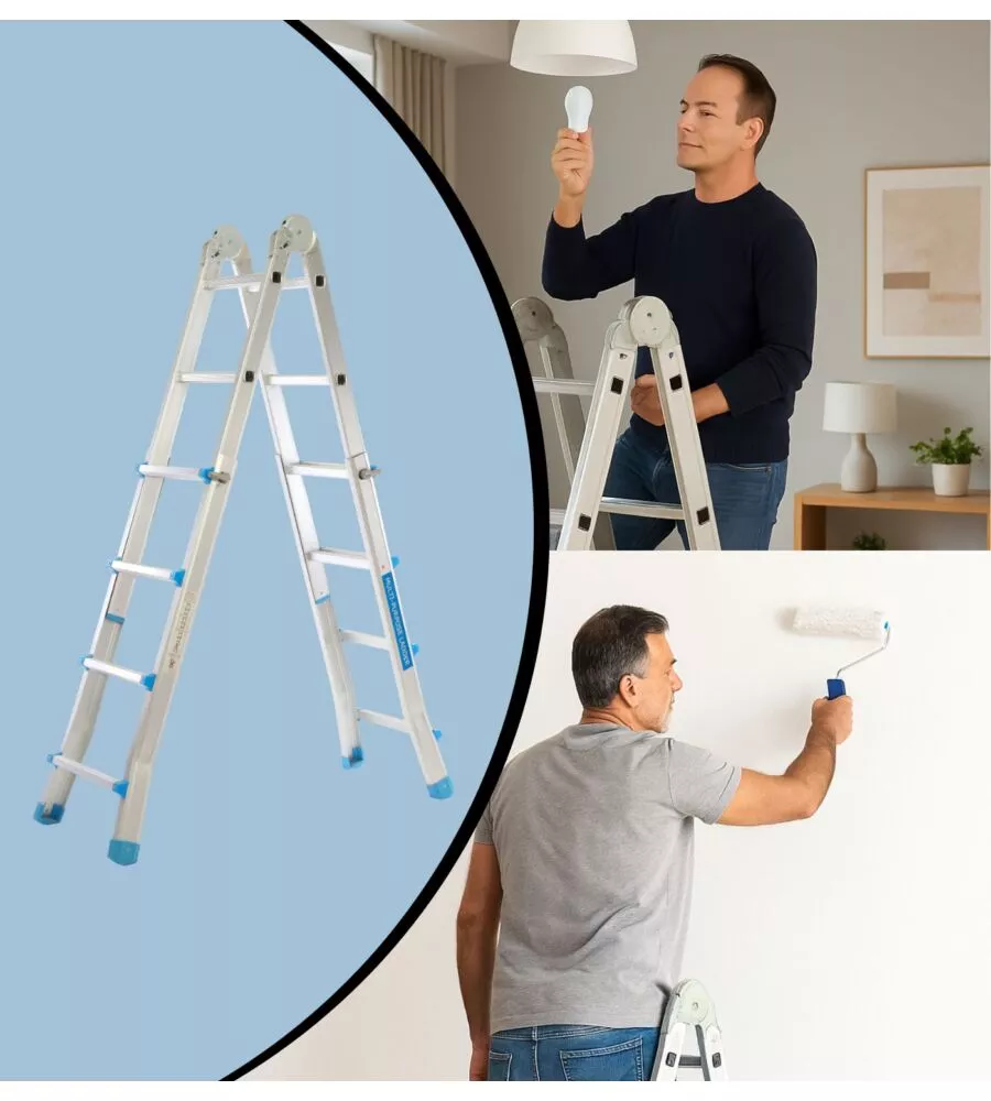SCALA MULTIPOSIZIONE IN ALLUMINIO EASY SYSTEM 4+4 GRADINI