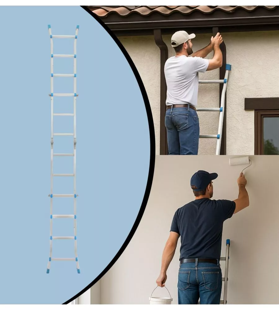 SCALA MULTIPOSIZIONE IN ALLUMINIO EASY SYSTEM 4+4 GRADINI