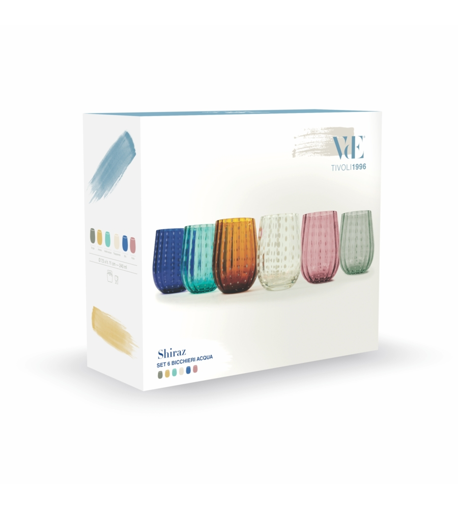 SERVIZIO DI BICCHIERI "SHIRAZ" IN VETRO COLORATO, 6 PEZZI