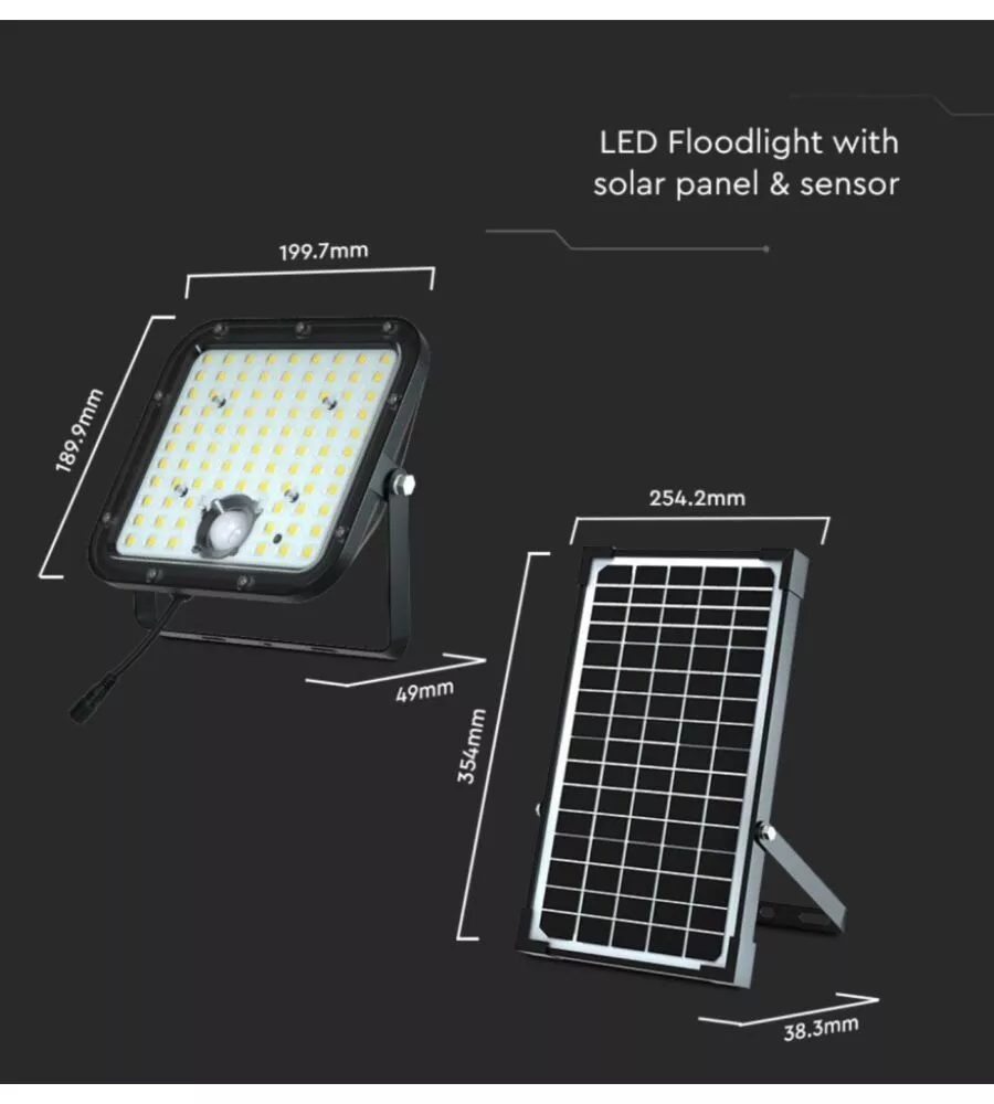 PANNELLO LED A RICARICA SOLARE 12,5 W, 6400K