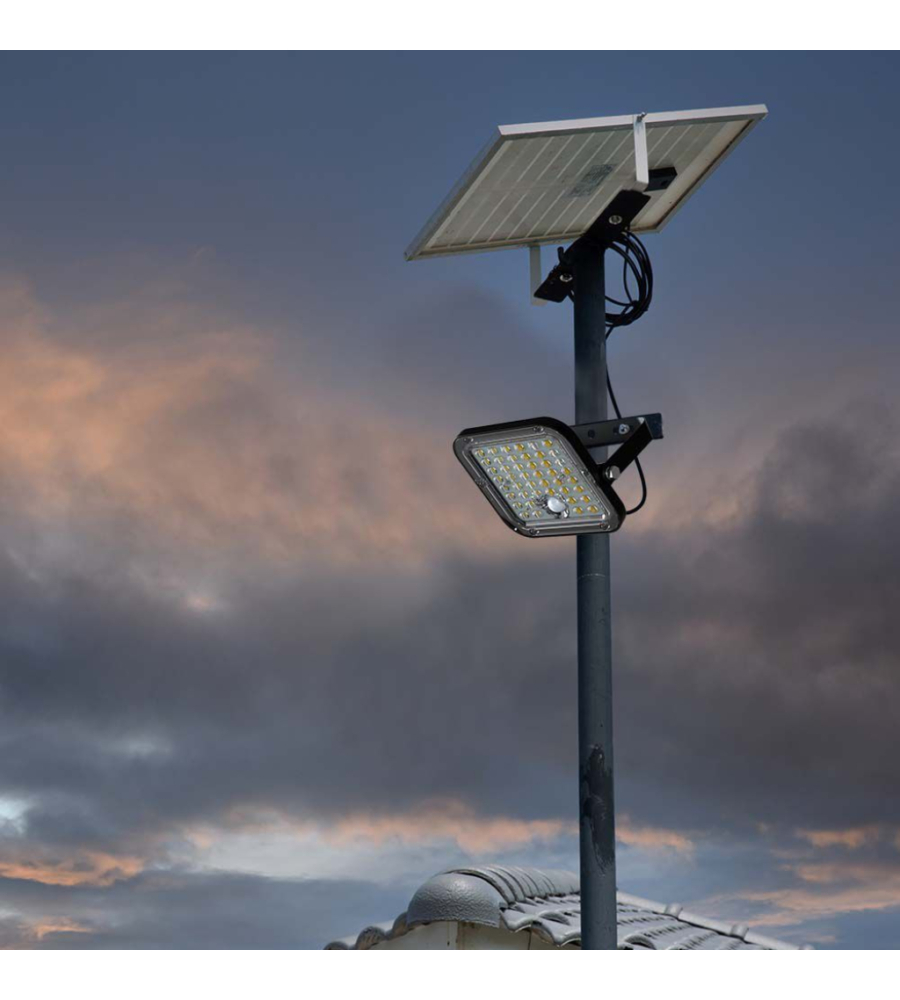 PANNELLO LED CON RICARICA SOLARE E SENSORE 10W, 6400K